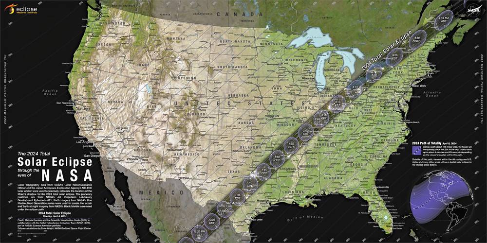 This map shows the path of April 8’s solar eclipse.