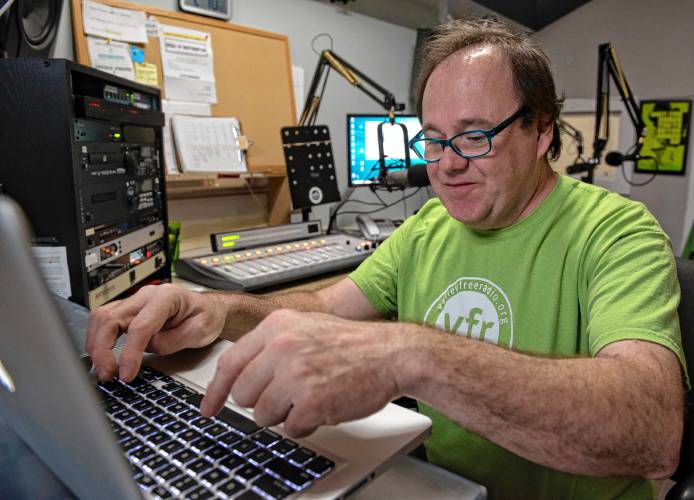 Jack Frisch, who’s been involved in the jazz scene for years in different capacities, readies for the next tune on “The Downbeat,” his weekly jazz show at Valley Free Radio in Florence. “It’s totally fun,” he says. “I'm on cloud nine.