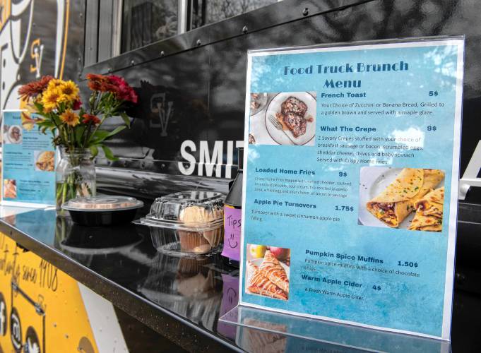 The menu for the new food truck at  Smith Vocational and Agricultural High School. The truck, which is a new addition to the school’s culinary program, will be open in front of the school Friday morning and for Friday night’s fall festival.