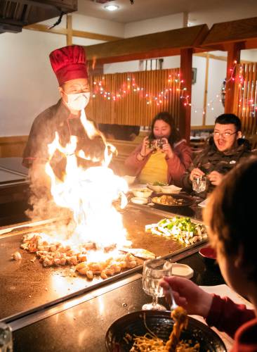 Customers enjoy a hibachi meal at Osaka in Northampton.
